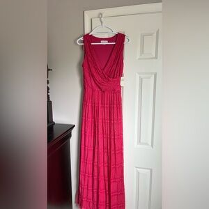Size 10 Coldwater Creek Pink Lace Malibu Crossover Maxi Dress